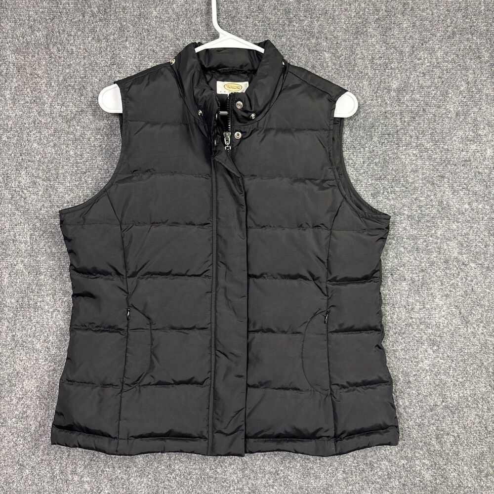Talbots Petites Vest Womens Size M Black Quilted Goose Down